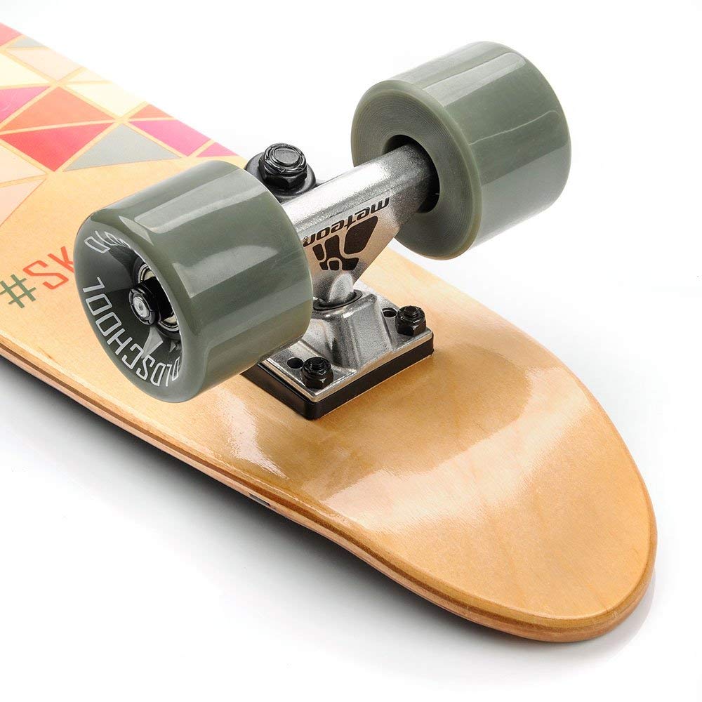 meteor Fancy Board Vintage Mini Cruiser Complete Bois véritable Érable Canadien Skateboard Ridge Mini Skate Planche a roulettes rétro 55 cm / 22 "