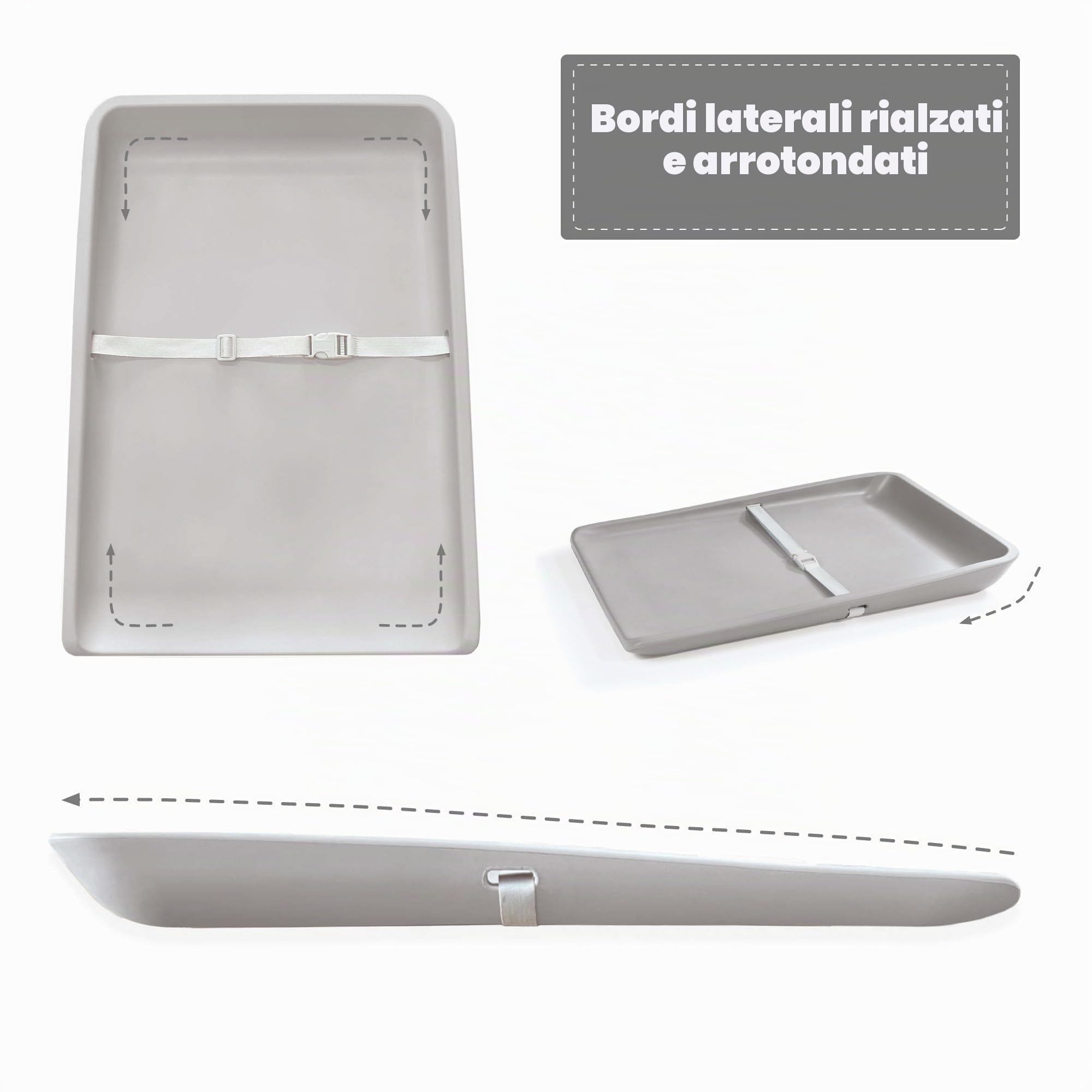 Materassino Fasciatoio 50x70 in Silicone Ergonomico in schiuma Glenn Grigio Alondra