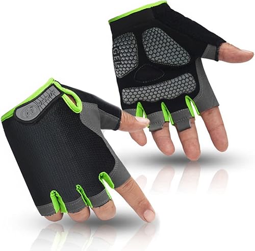 HuwaiH Guantes de ciclismo para hombresmujeres, antideslizantes, amortiguadores, guantes de ciclismo con almohadilla de gel de medio dedo, guantes