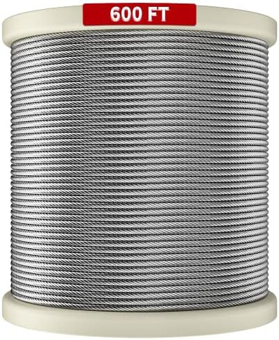 LuckIn 600FT Deck Railing Cable - 1/8" Diameter T316 Stainless Steel Cable, Premium 7x7 Strands Wire Railing Hardware