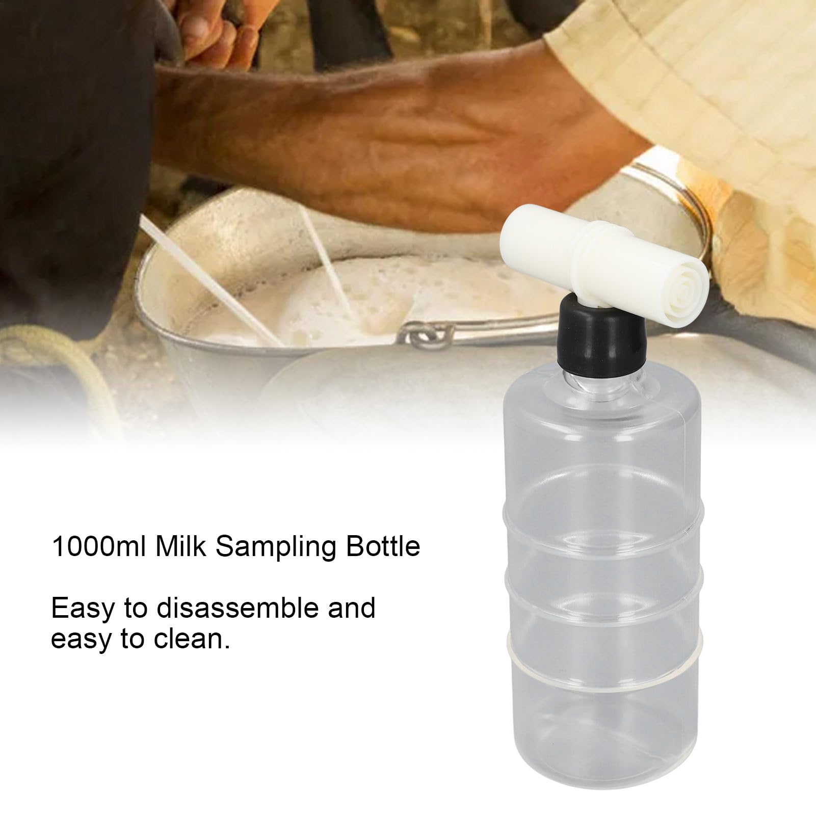 Cow Milk Sampler, 1000ml Capacity Milk Sampling Bottle PC, ABS Material, Efficacy for Livestock Breeding Production, Convenient Milk Analysis Tool