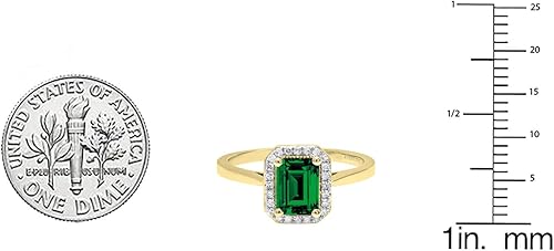 Vista 4 de Dazzlingrock Collection Anillo de compromiso de diamante redondo natural de 0.10 quilates con corte esmeralda de 0.276 x 0.197 in Disponible en oro