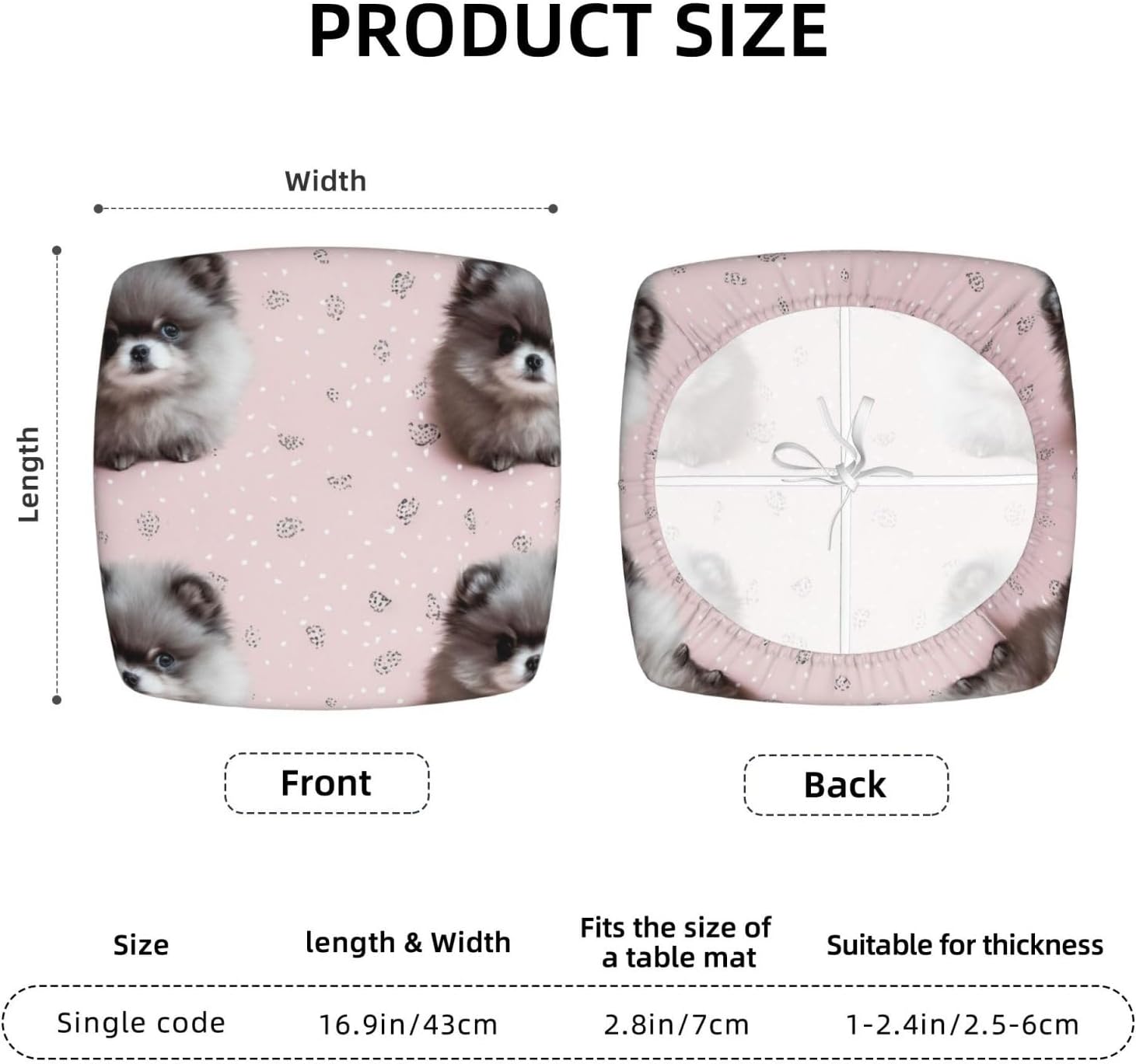 Pomeranians Puppies and Point Print Square Cushion Covers 6 Pcs Set Elastic Non-Slip Seat Cushion Slipcovers Pet Furniture Protectors for Chair, Sofa