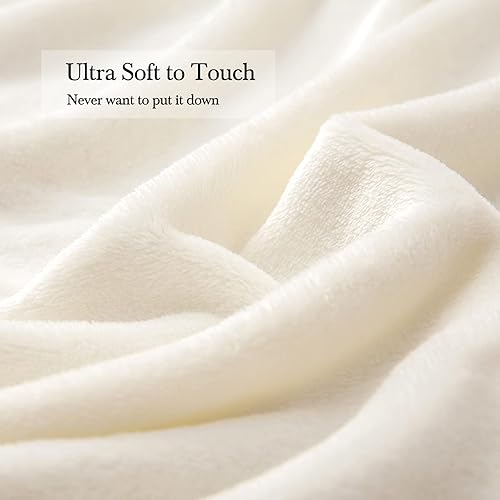 Miniatura 3 de MIULEE - Manta de forro polar ultra suave y lujosa para cama, sofá o sillón, ligera, mullida, cálida, con bonitas borlas de pompón