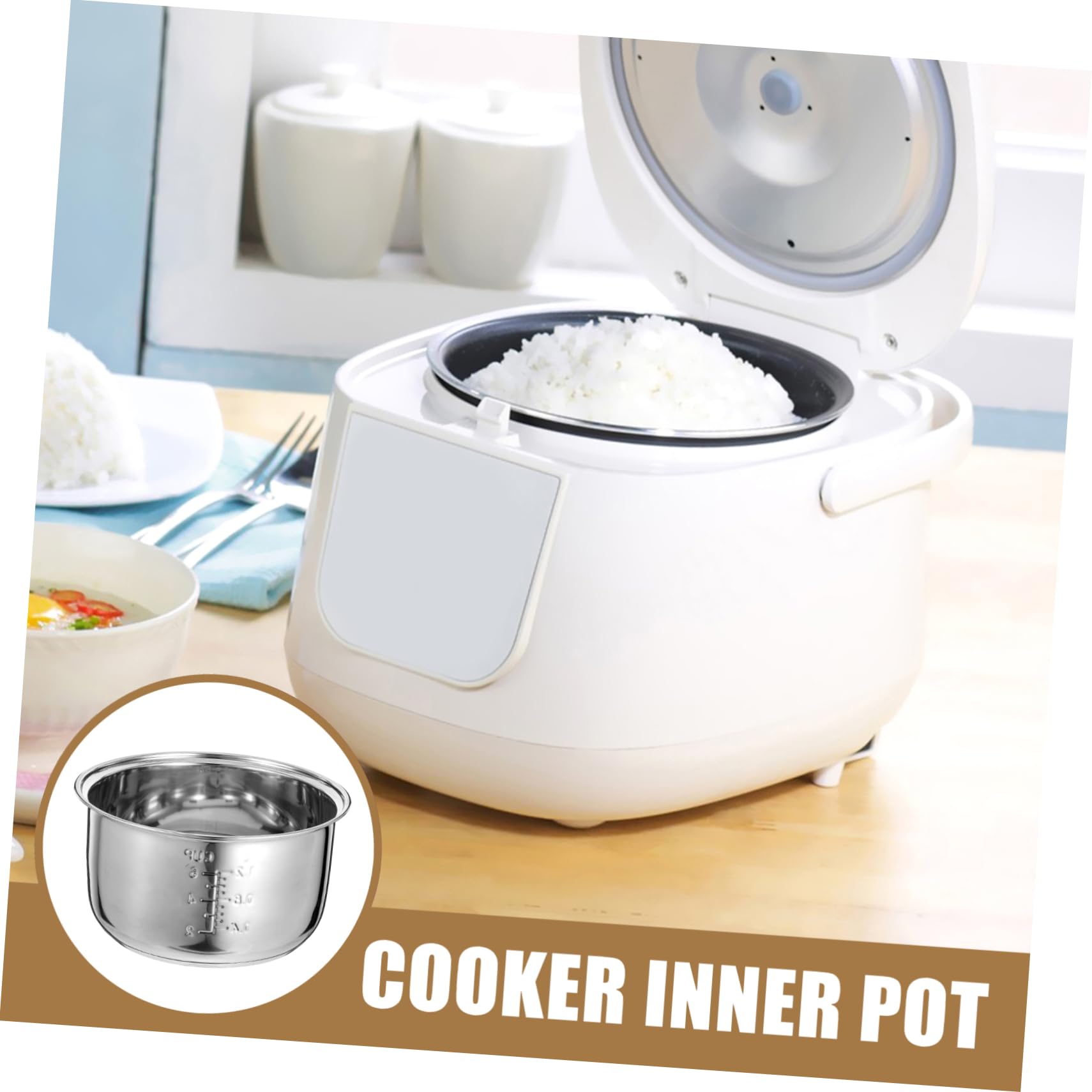 Cuiseur à Riz INOX Revêtement Antiadhésif en Acier Inoxydable, Casserole Intérieure de 3 litres Facile à Nettoyer pour Usage Domestique et Bureau