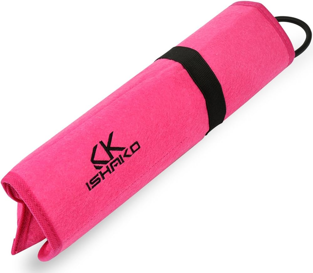ISHAKO Flat iron Heat Resistant Case and Mat 2 in 1 Hair Straightener Travel Pouch for Any Straightener, Curling Iron Storage, Convenient Hair Styling Tool Storage (Full Size, Hot Pink)