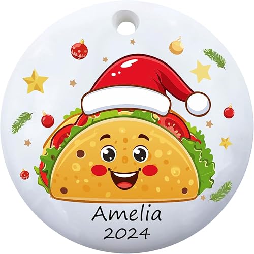 Personalized Taco Ornament - Fun Taco & Food Christmas Ornaments for Tree, Holiday Decorations