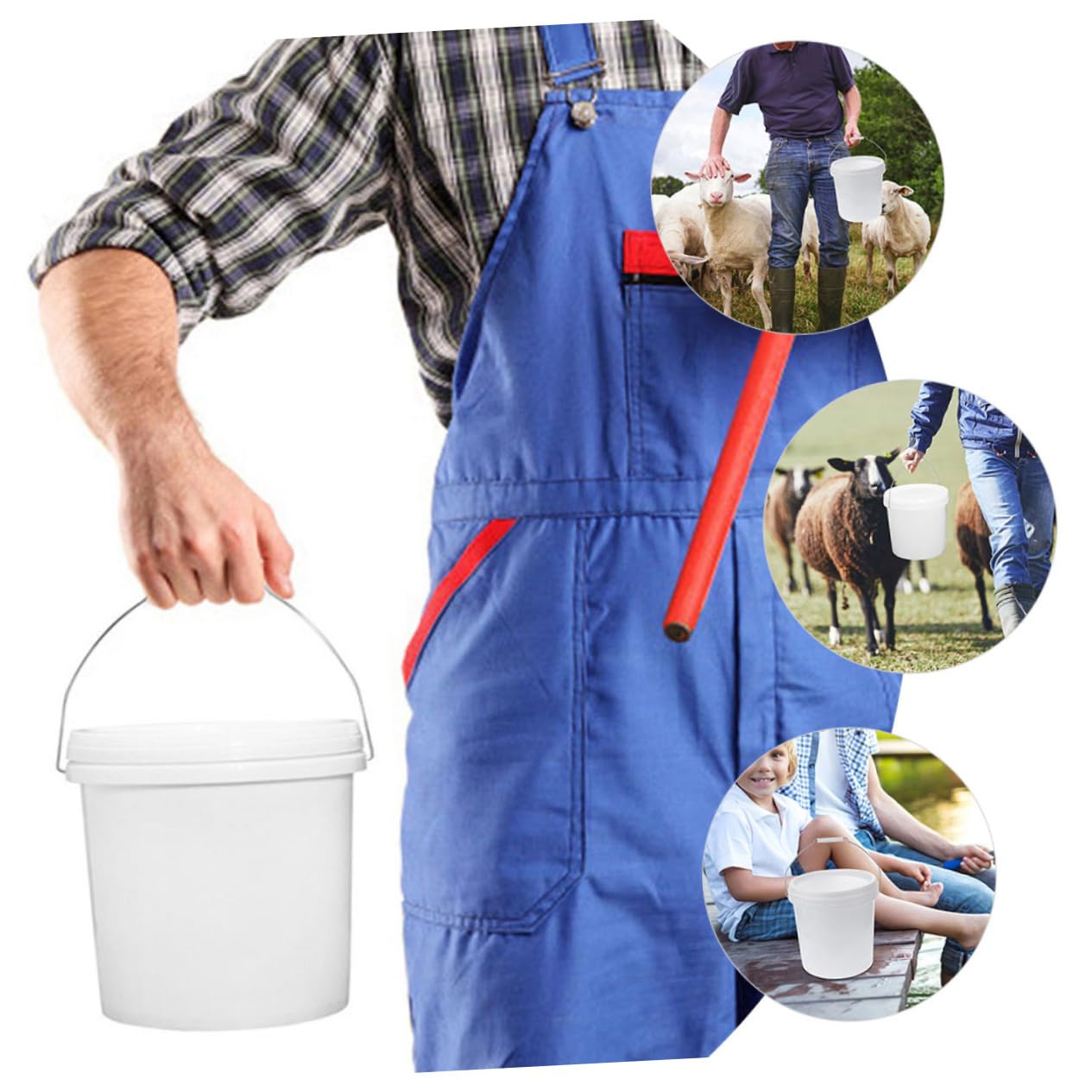 Garneck Small Water Bucket with Handle Heavy Duty Plastic Bucket with Lid for Cleaning Carrying