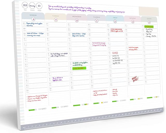 Weekly Planner Pad  to Do List Notepad Organiser  Day Planner with Sticky Notes, Desk Planner for Meal, Menu, Appointments, Schedule, Productivity and Habit Tracker  40 Thick Sheets, 30x40cm