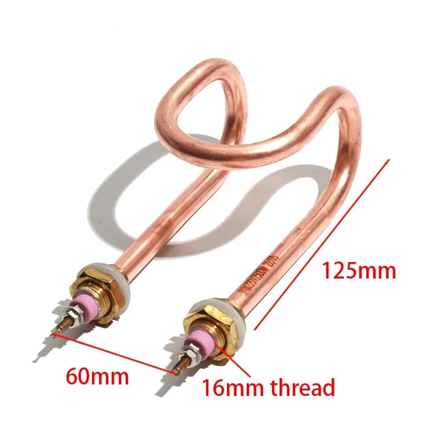 220V Electric Bend Water Heating Element 2KW 2.5KW 3KW U Shape Immersion Copper Heater 16MM Thread 125MM 1Pcs