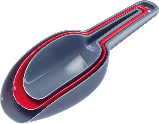Westmark Zestaw 3 szufelek spożywczych, Pojemność: 50/100/150 ml, Wchodzą jedna w drugą, Tworzywo sztuczne, BPA-free, Trionale, Antracytowy/Czerwony, 90902270