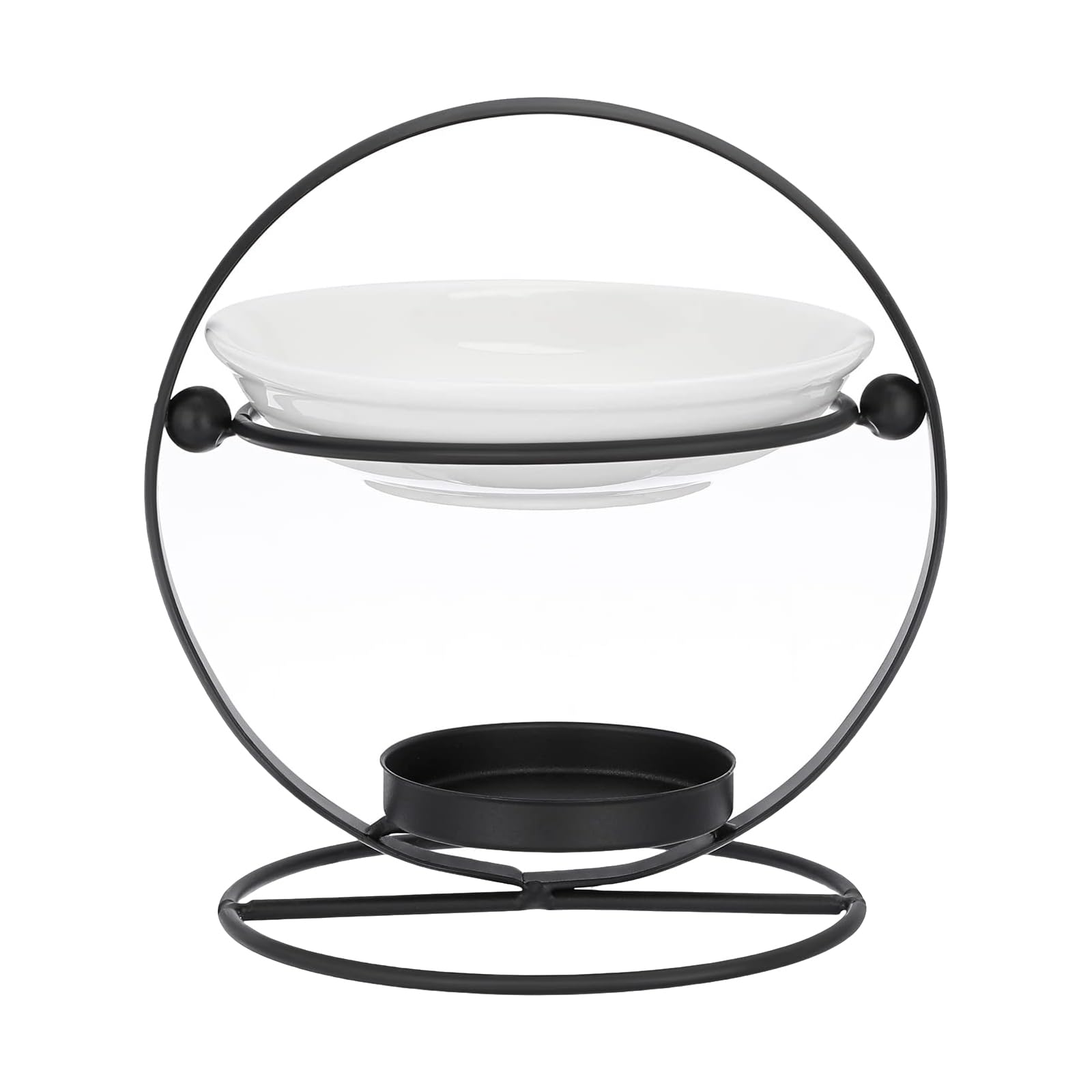 Kominek do aromaterapii, Z unikalną okrągłą ramą, stojakiem na tealighty do użytku domowego i biurowego. Aromaterapia(Black)