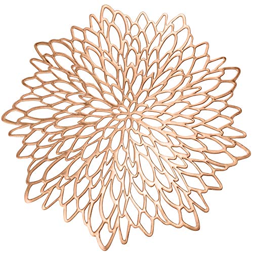 Rose Gold Round Placemats for Dinner Table Set of 6