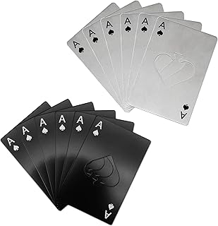 Bottle Opener Keychain, Beer Bottle Opener with Ace of Spades Design, Stainless Steel Portable Card-Style Opener for Groomsmen Bridesmaid Gifts,or Party Essentials (6 Pcs-Black+6 Pcs-Silver)