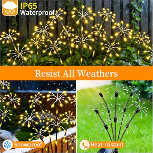 Solar Garden Lights Outdoor, 2 Pack 2-Layer Swaying Fairy Firework Lights by VOOKRY - Used condition - Image 4