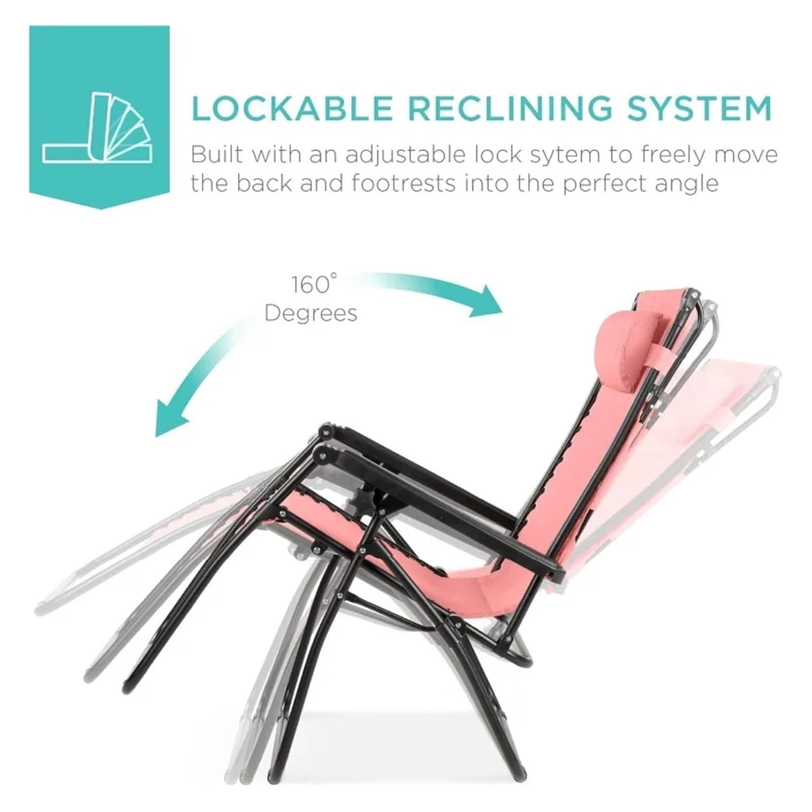 Fauteuil inclinable pliable avec auvent réglable et appui-tête, zéro gravité, chaise longue pour pelouse extérieure