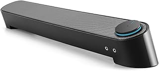 Soundbar 3D Surround Sound, Bluetooth Sound Bar, Mini Soundbar Speaker, Wireless Computer Sound Bar, with Strong Bass One-Button Control LED Light for PC Cellphone Desktop Tablet Laptop TV,White The