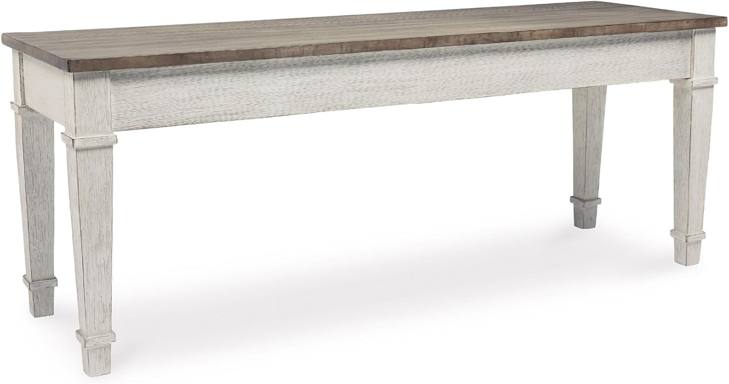 Signature Design by Ashley Skempton Farmhouse Storage Bench with Hidden Lift-Top, Distressed White & Brown Wood, 48"W