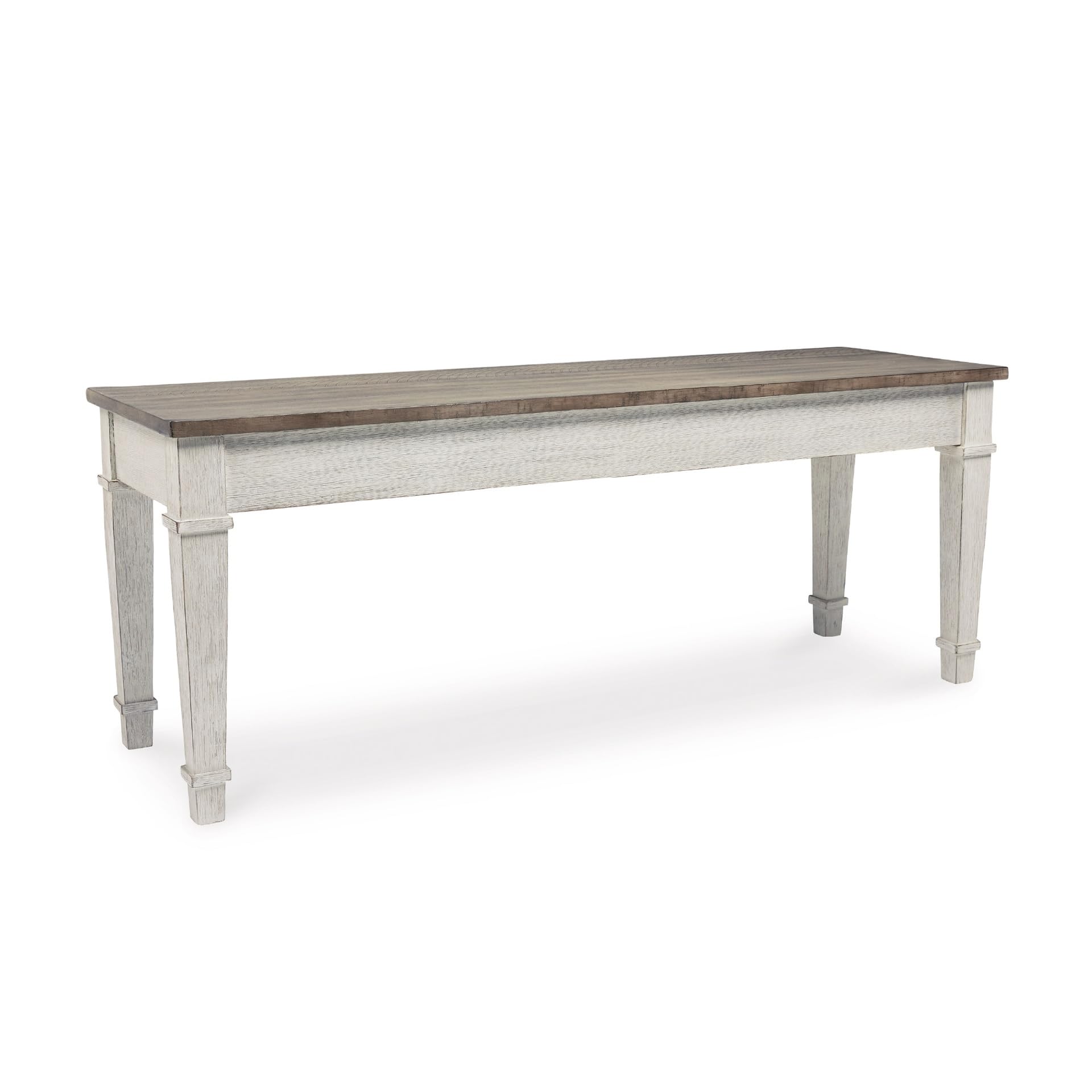 Signature Design by Ashley Skempton Farmhouse Storage Bench, Distressed Finish, Seat With Hidden Storage, Wood, 48" W x 15" D x 18.5" H, White & Light Brown