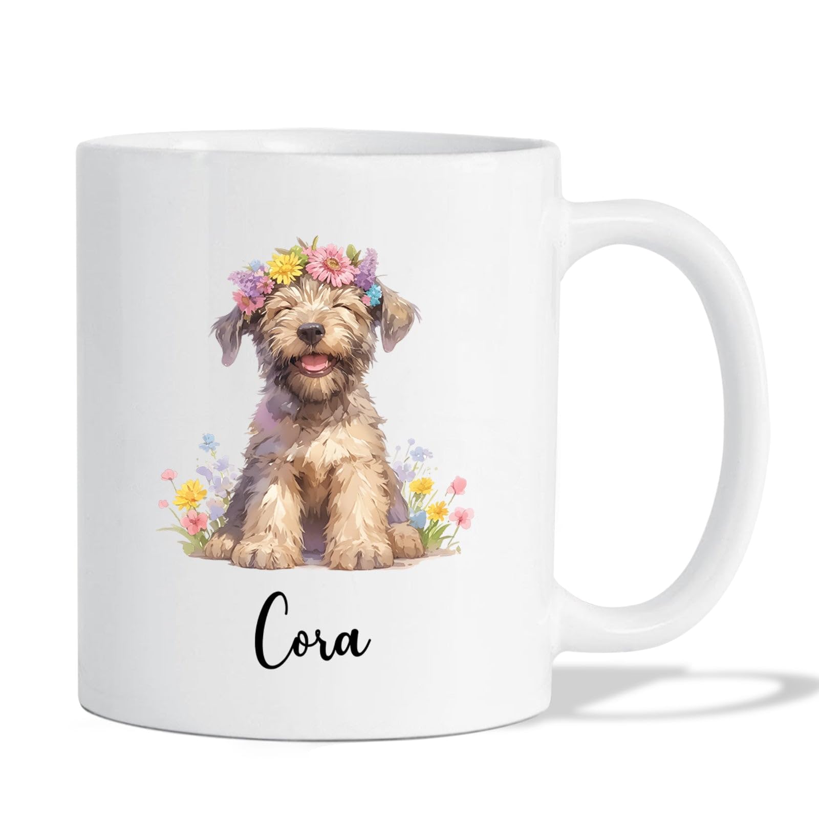 Irish Wolfhound Cups, Irish Wolfhound Lover Gift, Customized Dog Ceramic Mug, Personalized Irish Wolfhound Coffee Cup With Name, Pet Mug, Irish Wolfhound Flower Cup 11oz or 15oz, White Dog Mug