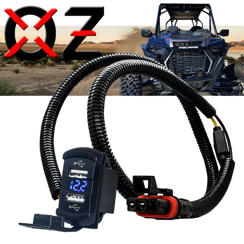 Miniatura 9 de OZ-USA Enchufe de barra bus de alimentación con cargador de puerto USB dual compatible con Polaris RZR Pro Ranger Crew XP (rectángulo + voltímetro)