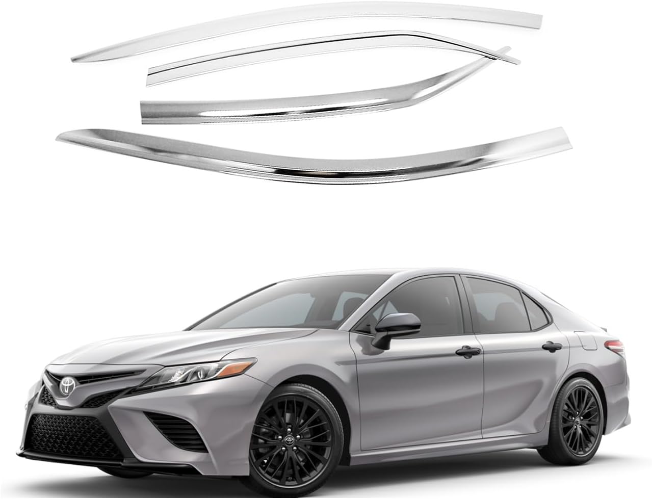 AUTOCLOVER Tape-On Rain Guards Window Visors 4 Pcs Set for Toyota Camry 2018 2019 2020 2021 2022 2023 2024 / Window Deflectors, Out-Channel Vent Shades (Smoked)