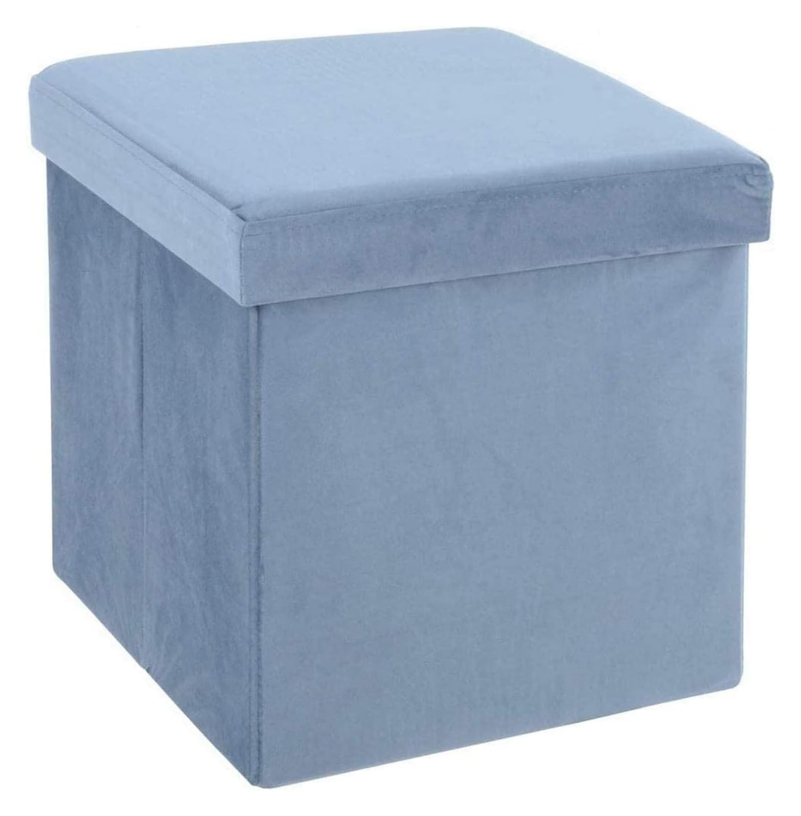 Taburete Plegable Verde Oscuro con Almacenamiento, Cubo de 38 cm con Funda de Tela de Terciopelo, Tapa Acolchada, Asiento Adicional Ideal, Taburete para pies, Caja de Juguetes, revistas, SIL