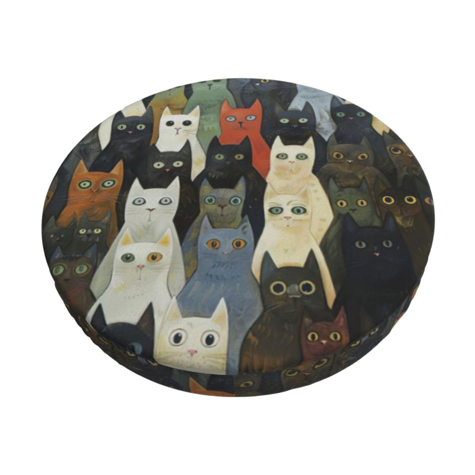 GUCHENP Cat Print Round Bar Chair Cushion Cover,Washable Chair Protector For Indoor Home Furniture Decor