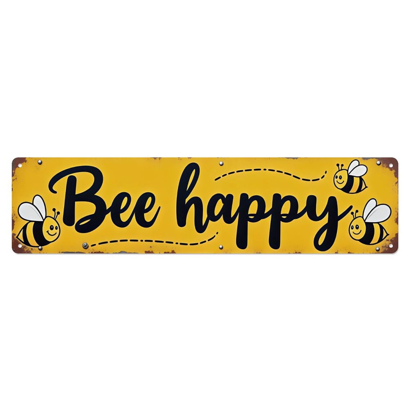 Bee Happy Aluminium Sign 10 * 40cm
