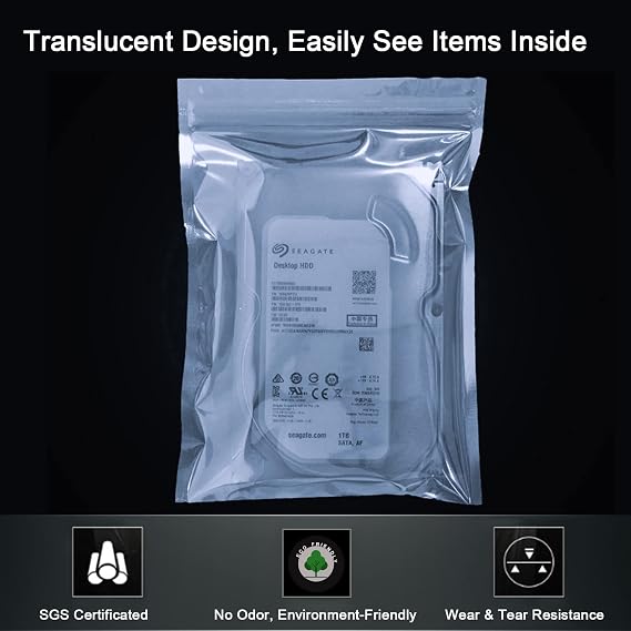 10Pcs Extra Large Antistatic Bags 40x45cm Resealable Anti-static ESD Shielding Bags with 10Pcs Stickers for Electronics