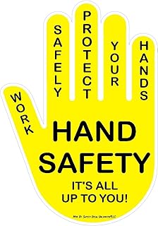 Hand Safety Notice ANSI Pinch Point Crush Lacerate Cut Warning Black on Yellow Multicolor Finger Protection Label Sticker Decal Made in America 3.5 x 5 (Black on Yellow)