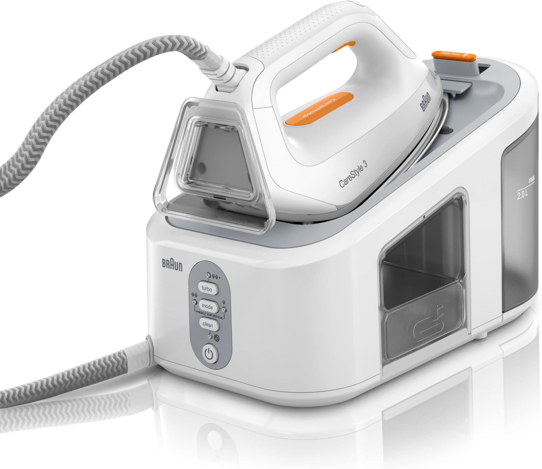 Braun CareStyle 3 Pro IS 3132 WH Dampfbügelstation - Dampfbügeleisen mit FreeGlide-3D Bügelsohle, 2400 Watt, Pumpendruck 6 bar, Dampfstoß 400g/min, Vertikales Dampfen, 2 l Wassertank, Weiß