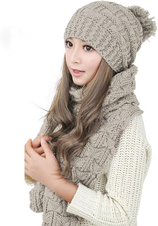 Amazon Co Jp チ ンスン Qingsun レディース ニット帽子 マフラー 2点セット 毛糸帽 ニットキャップ 編み ポンポン付き 防寒保温 秋冬 無地 おしゃれ 誕生日 バレンタインデー プレゼント 服 ファッション小物