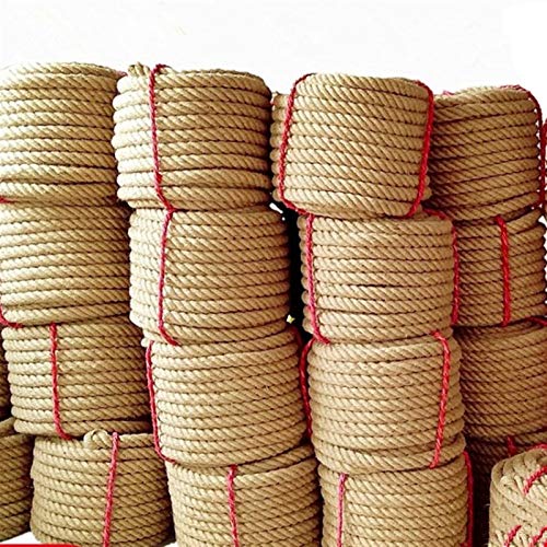 Zkenshan-Natural Jute Twine Jute Fabric Rope Twine Rolls Hemp Cord String DIY Basket Craft Cat Pet Scratching Handmade Decor 1-14mm, Natural Jute Fiber (Color : 20mmx20meter)
