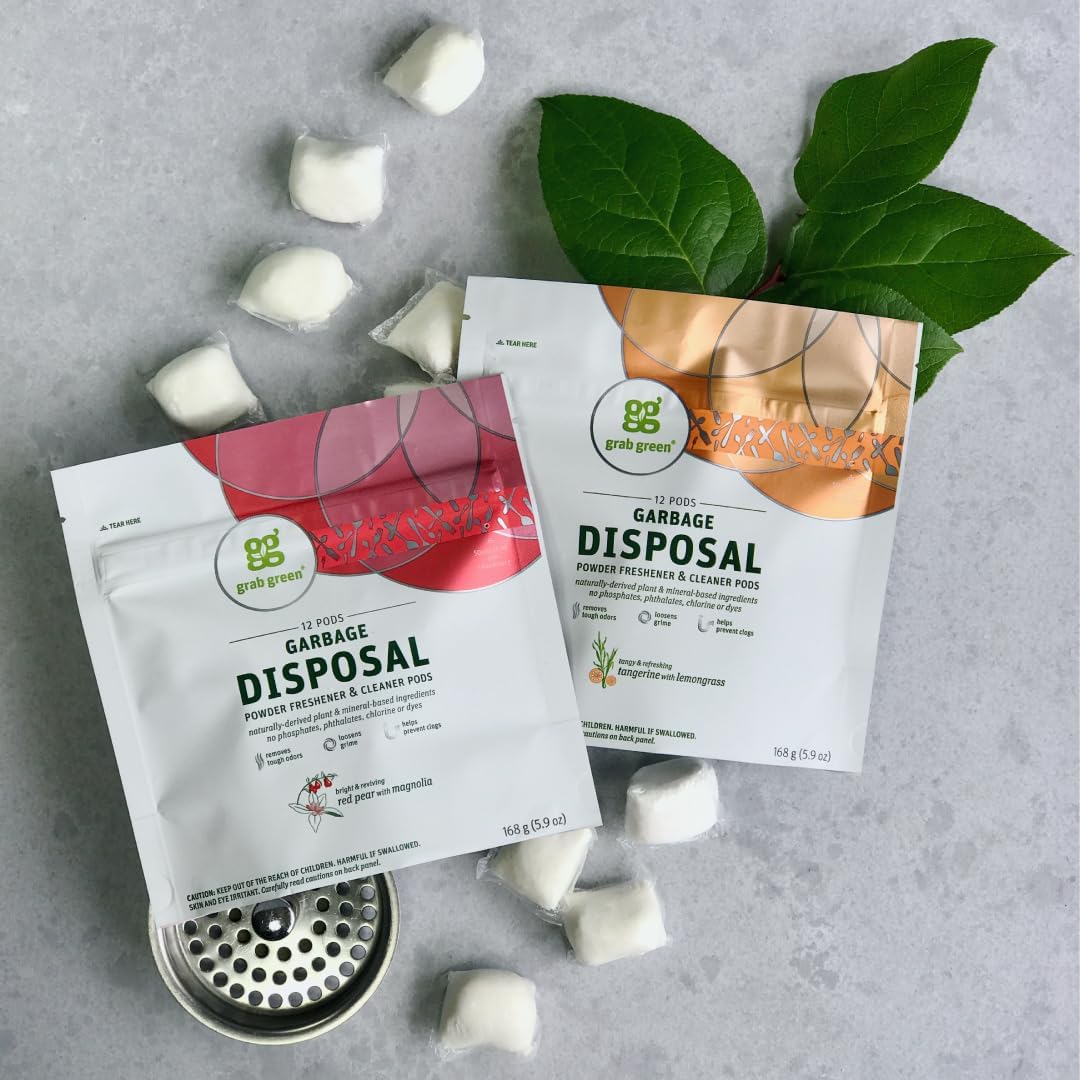 Grab Green Garbage Disposal Freshener and Cleaner Pods, 48 Count, Thyme Fig Leaf Scent, Plant and Mineral Based, Removes Odors, Loosens Grime, Prevents Clogging - Image 6