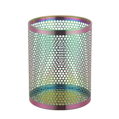 Buyer Star Metal Mesh Trash Can For Office Home Kitchen Bedroom Bathroom Wastebasket 2.3 Gal Small Mesh Waste Paper Basket Mini Stainless Steel Wire Mesh Waste Basket Recycling Bin Under Desk, Rainbow #TOP9