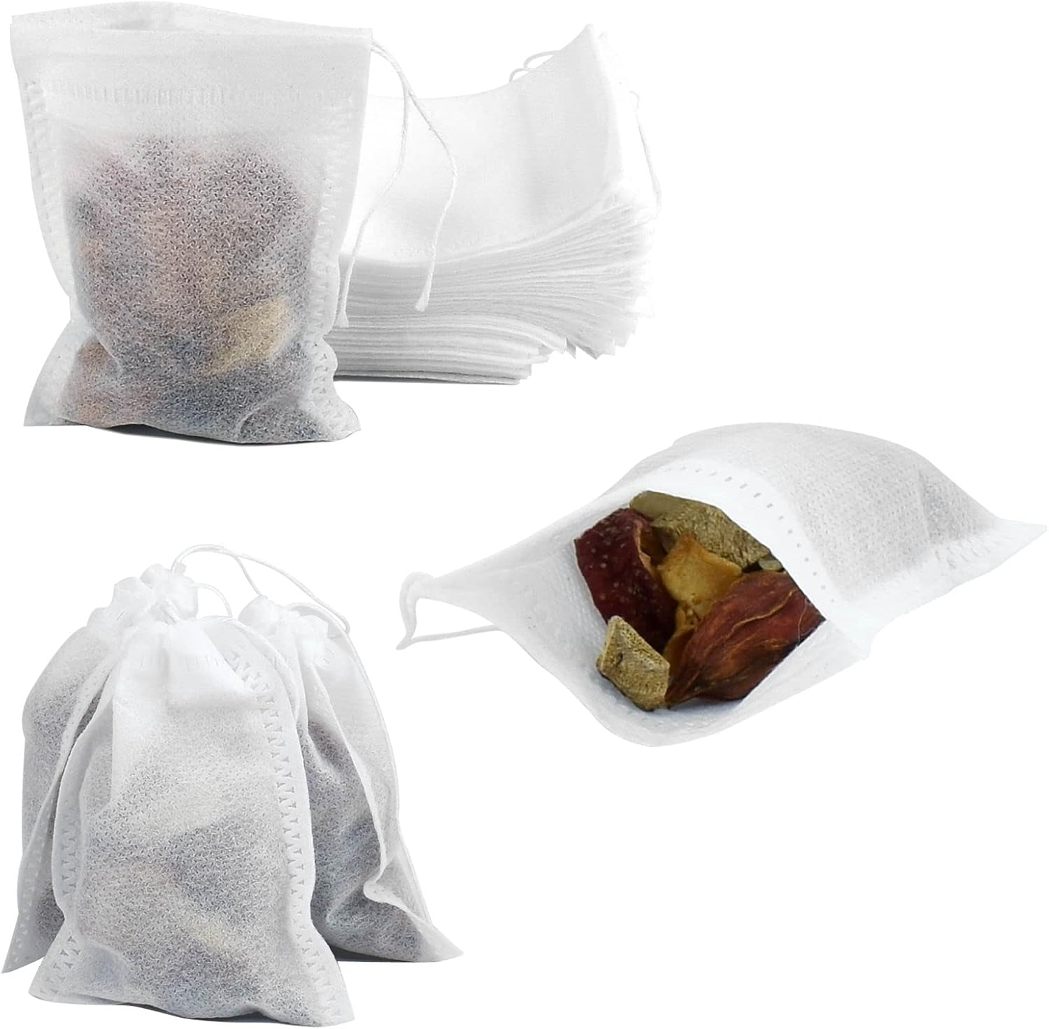 50 Pack Drawstring Bags, Disposable Small Mesh Bags for Cooking