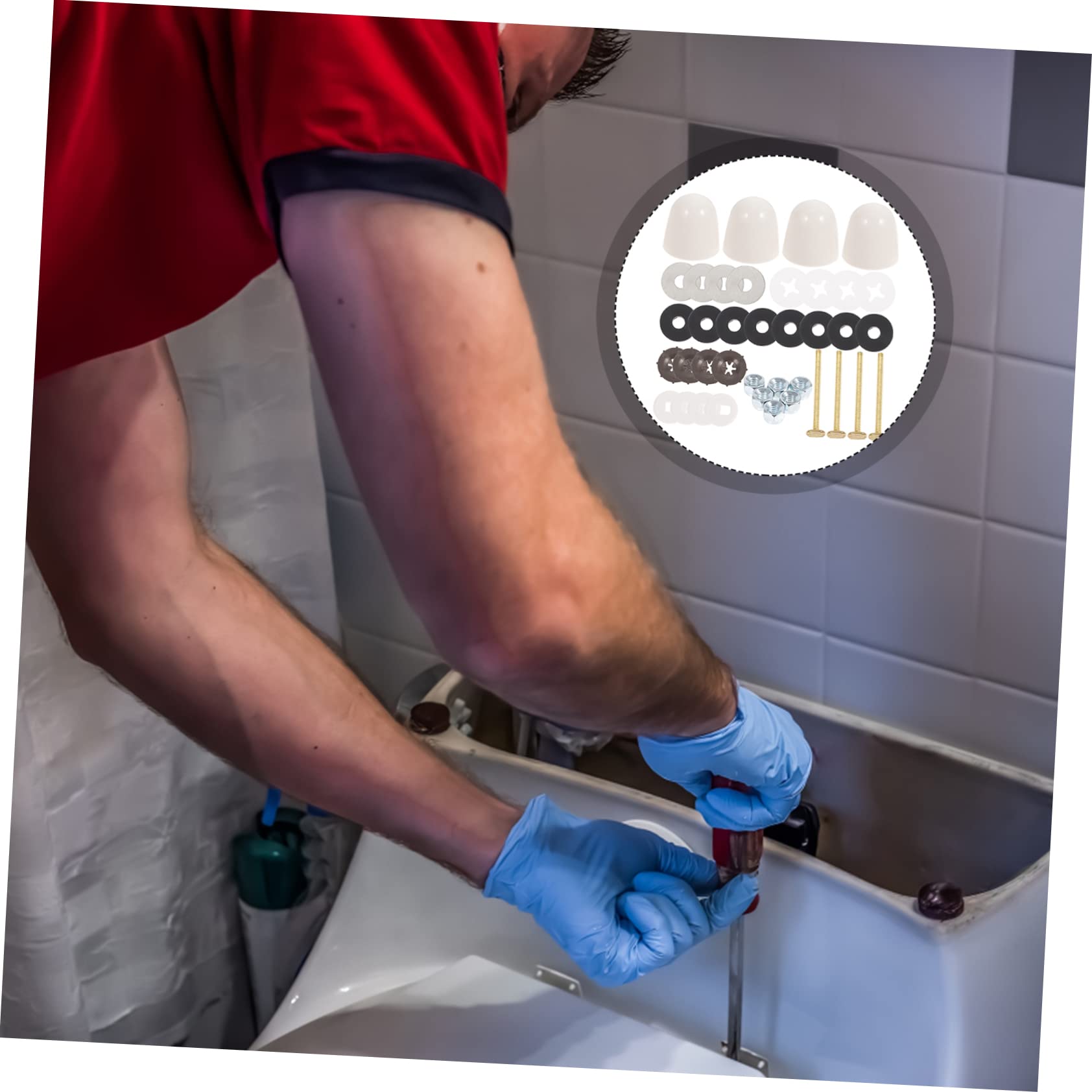 jojofuny 2sätze Toilettenbodenbolzen Und Dichtungen Universelles Toilettenzubehör Sicheren Befestigung Und Verbindung Von Spülkasten Und Boden Hochwertiger Und Installieren Und Langlebig