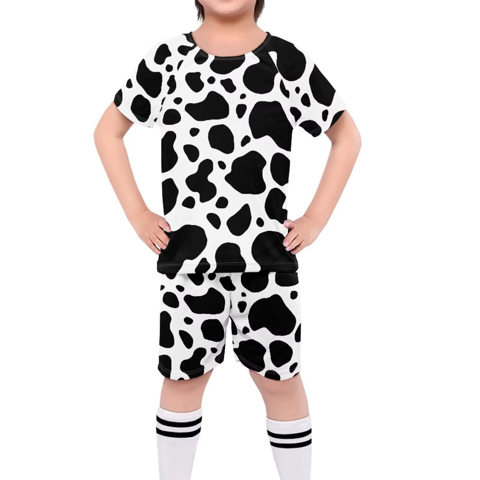 ORGYPET Cow Print Soccer Jersey Youth Soccer 2024 Trendy Uniforms for Boys Easy to Clean Soccer Jerseys Kids Children's Football Suit Comfort for Sports Outdoor, XS