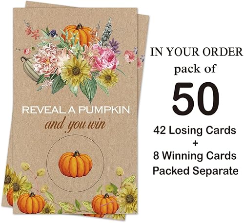 Miniatura 4 de Haizct Paquete de 50 tarjetas rústicas de calabaza para fiestas de boda, despedida de soltera, boletos de lotería nupcial, ideas de despedida de