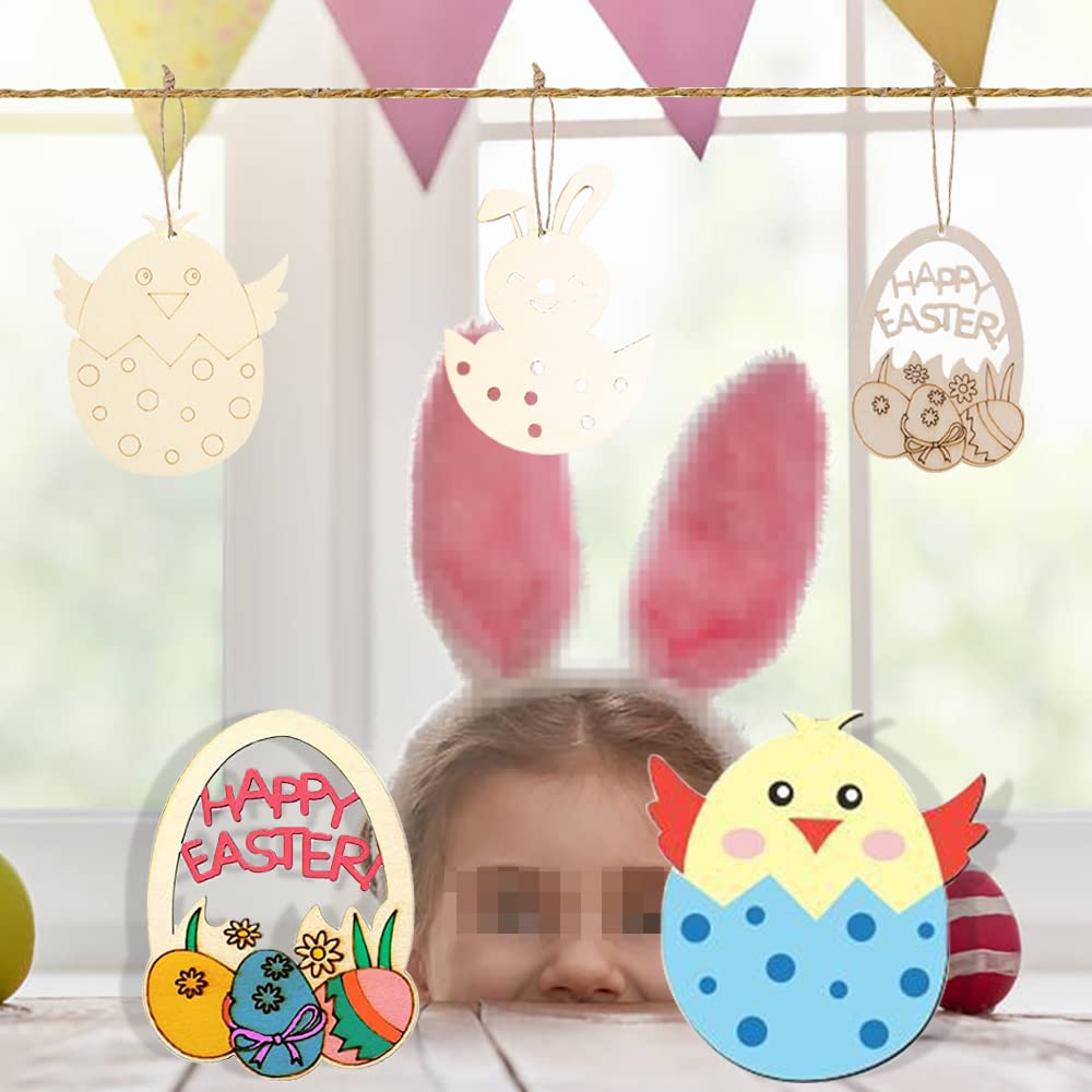 Set Creativo Pasqua XSYKJGS Con 536 Pezzi - Ciondoli In Legno Da Dipingere (Uova, Conigli, Fiori), Colori, Pennelli, Glitter, Nastri E Accessori Fai Da Te