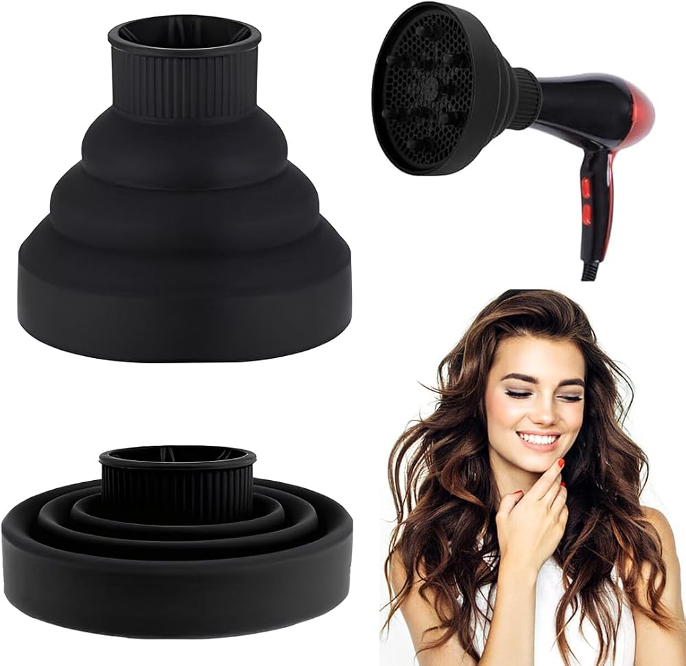 EIHI Diffuseur de Cheveux Universel, Embout Diffuseur Bouclant Cheveux Pliable, Portable Convient pour Séchoir, Embout Sèche-Cheveux en Silicone