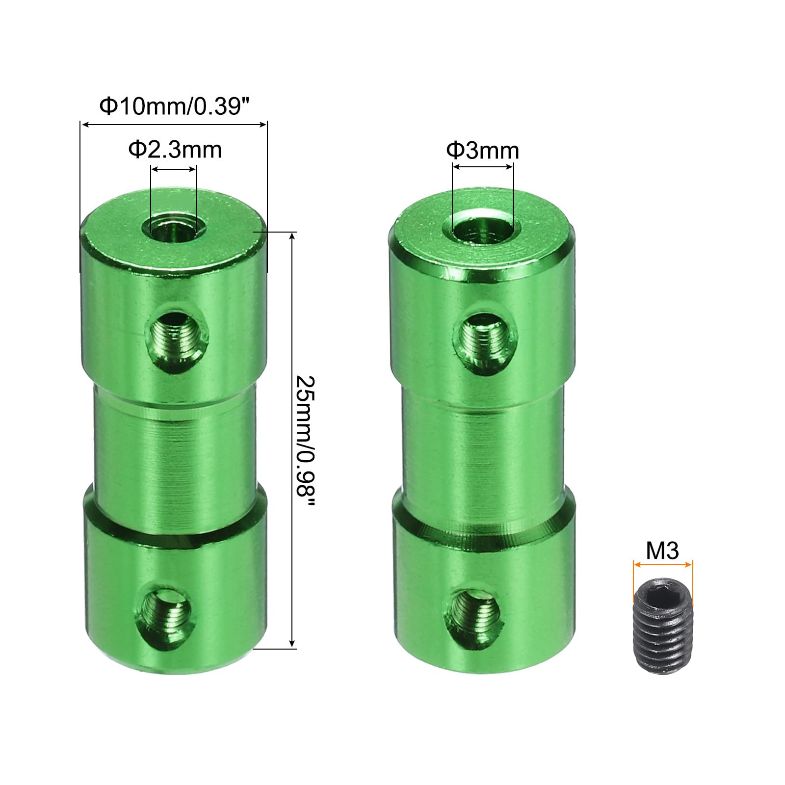 Uxcell 2.3mm To 3mm Bore Rigid Coupling 25mm Length 10mm Diameter