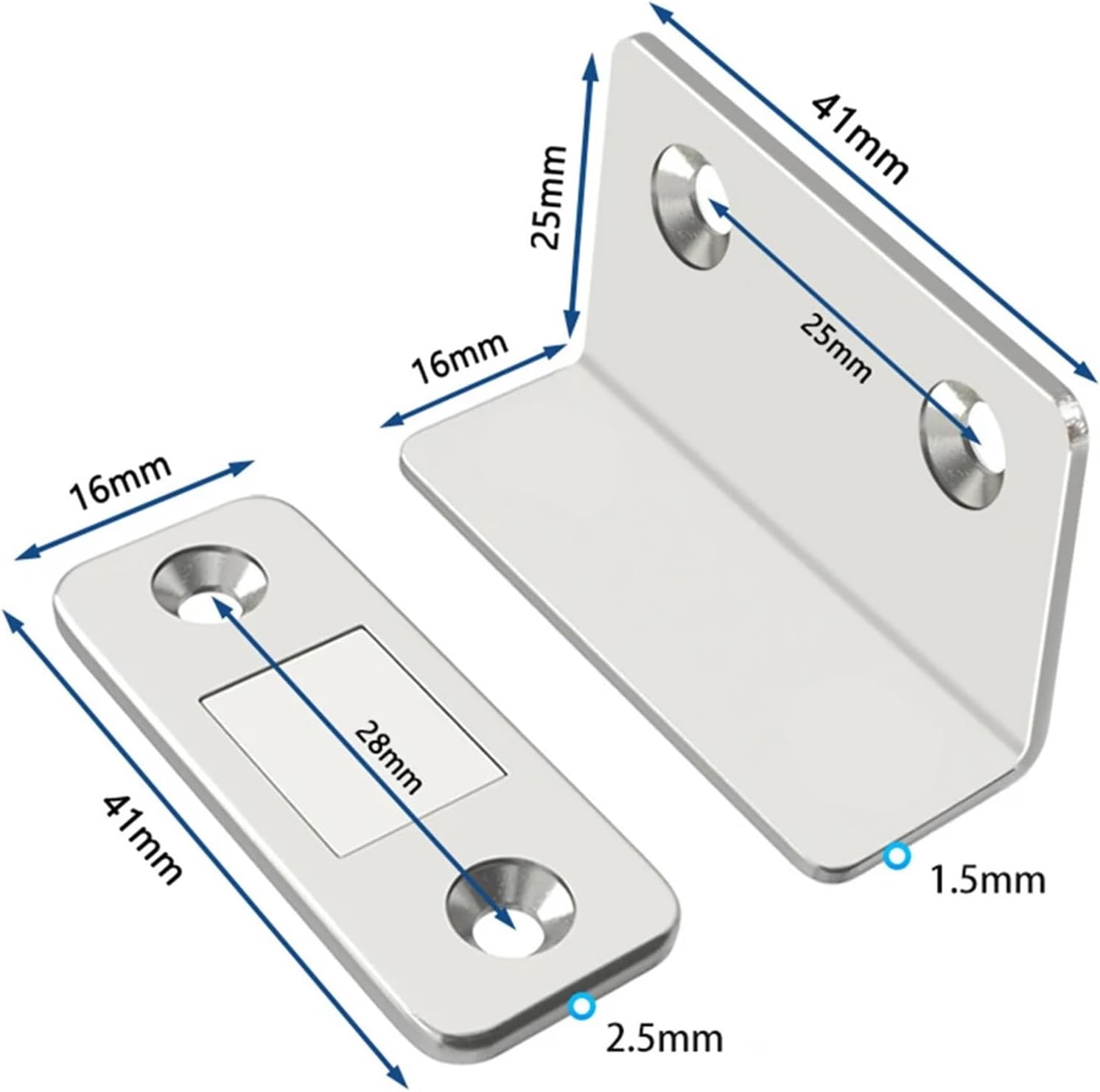 Strong Door Closer Aluminum Anti-Rust Cabinet Door Catch Latch Convenient Cabinet Catches Easy Installation for Bedroom Wardrobe