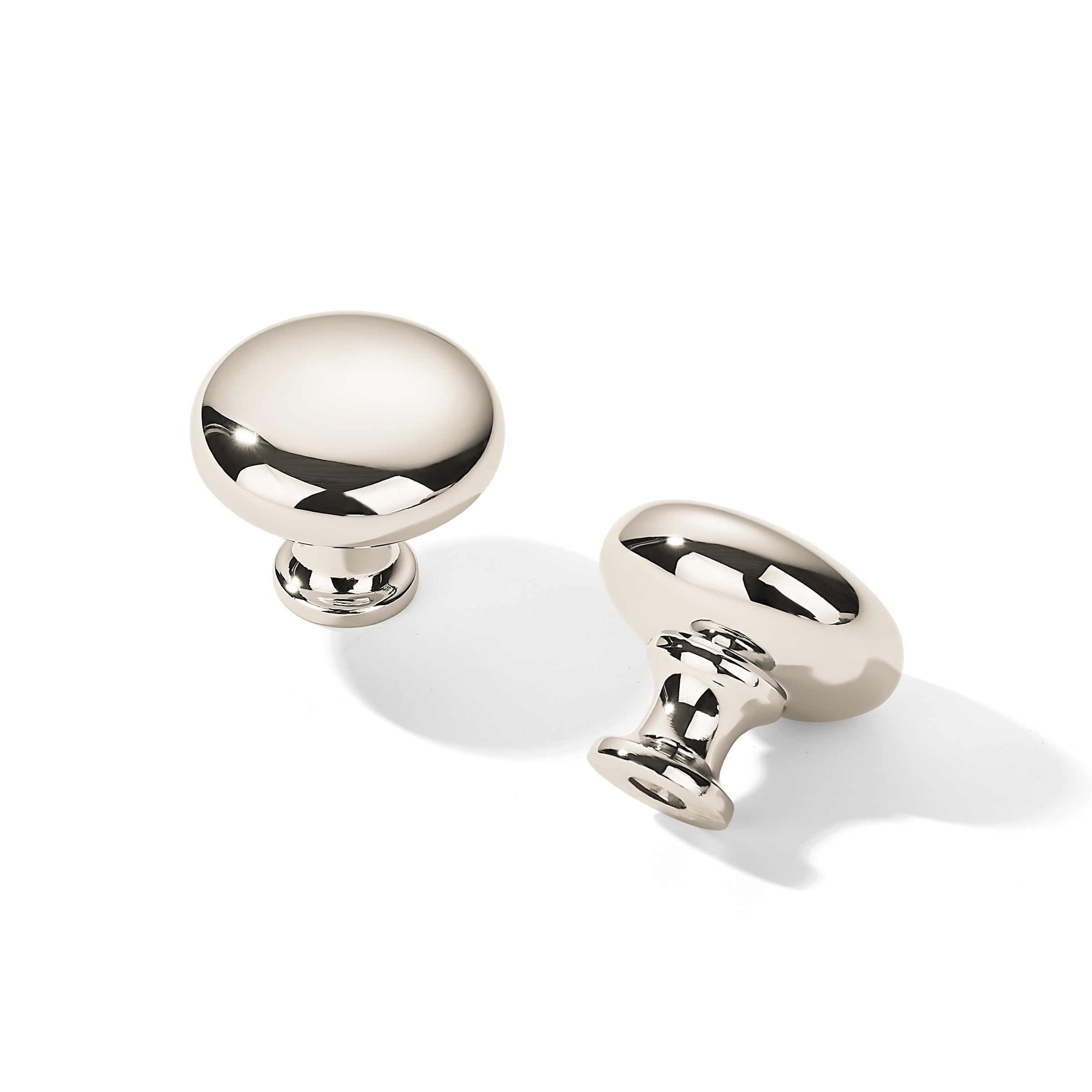 CABDM 10 Pack Polished Nickel Cabinet Knobs, 1.1 Inch(30mm) Diameter Round Cabinet Knob Hardware for Kitchen Dresser Drawer