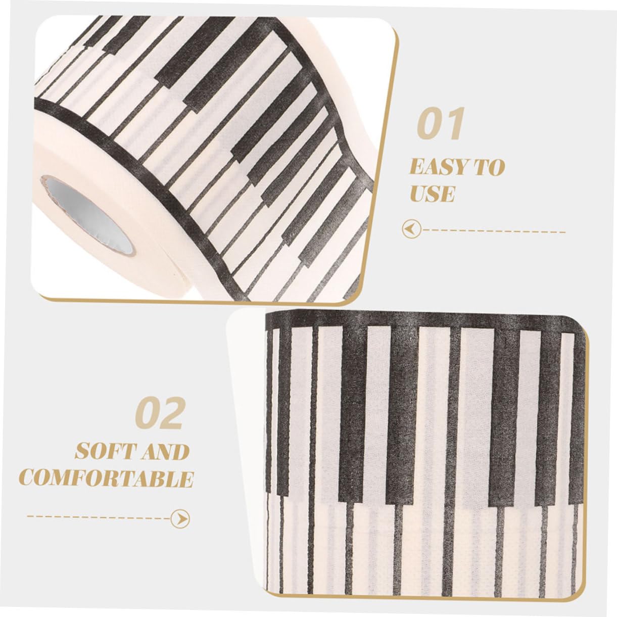 Carta Igienica a Rotolo a Forma di Pianoforte, 5 Pezzi, Carta Stampata Decorativa per Bagno, Regalo Creativo per Musicisti e Amanti della Musica