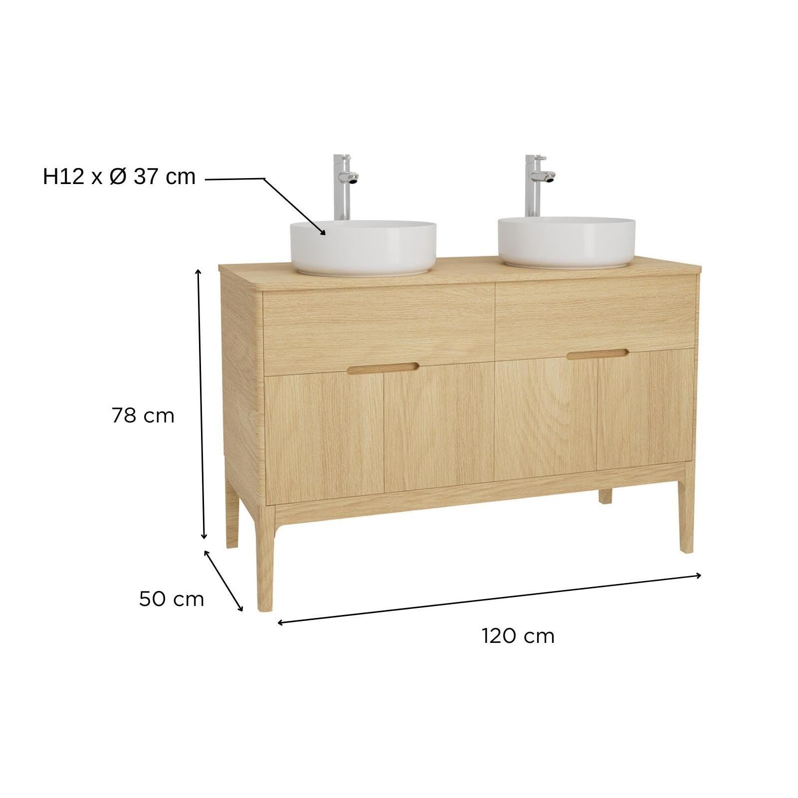 MOB-IN - Juego de mueble doble lavabo Alaska 120 cm + lavabo