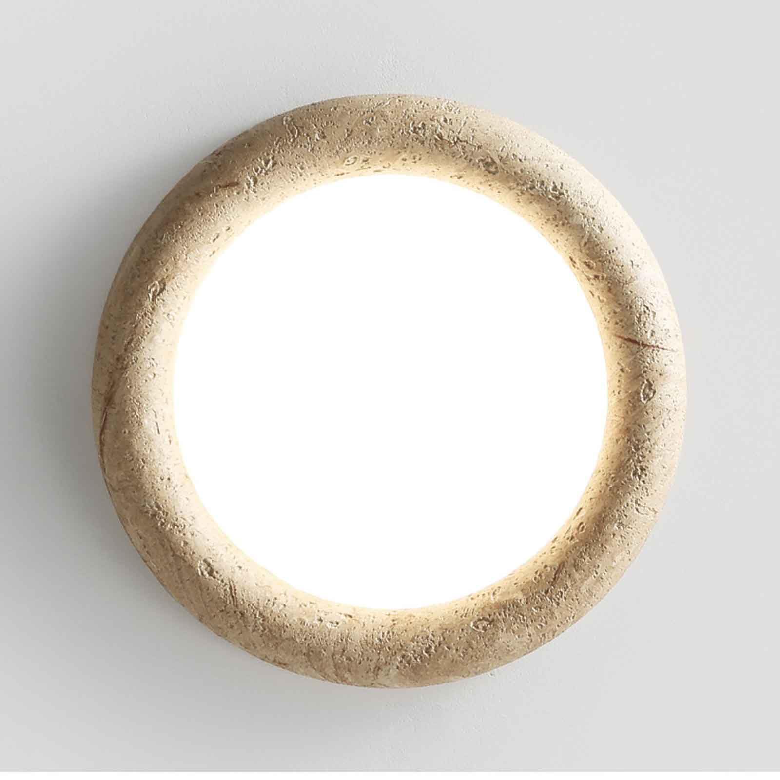 Plafoniera retrò giapponese Soggiorno Lampada da soffitto rotonda a LED da incasso Plafoniera in pietra naturale in marmo Lampada da soffitto in fattoria per camera da letto Cucina Sala da pranz