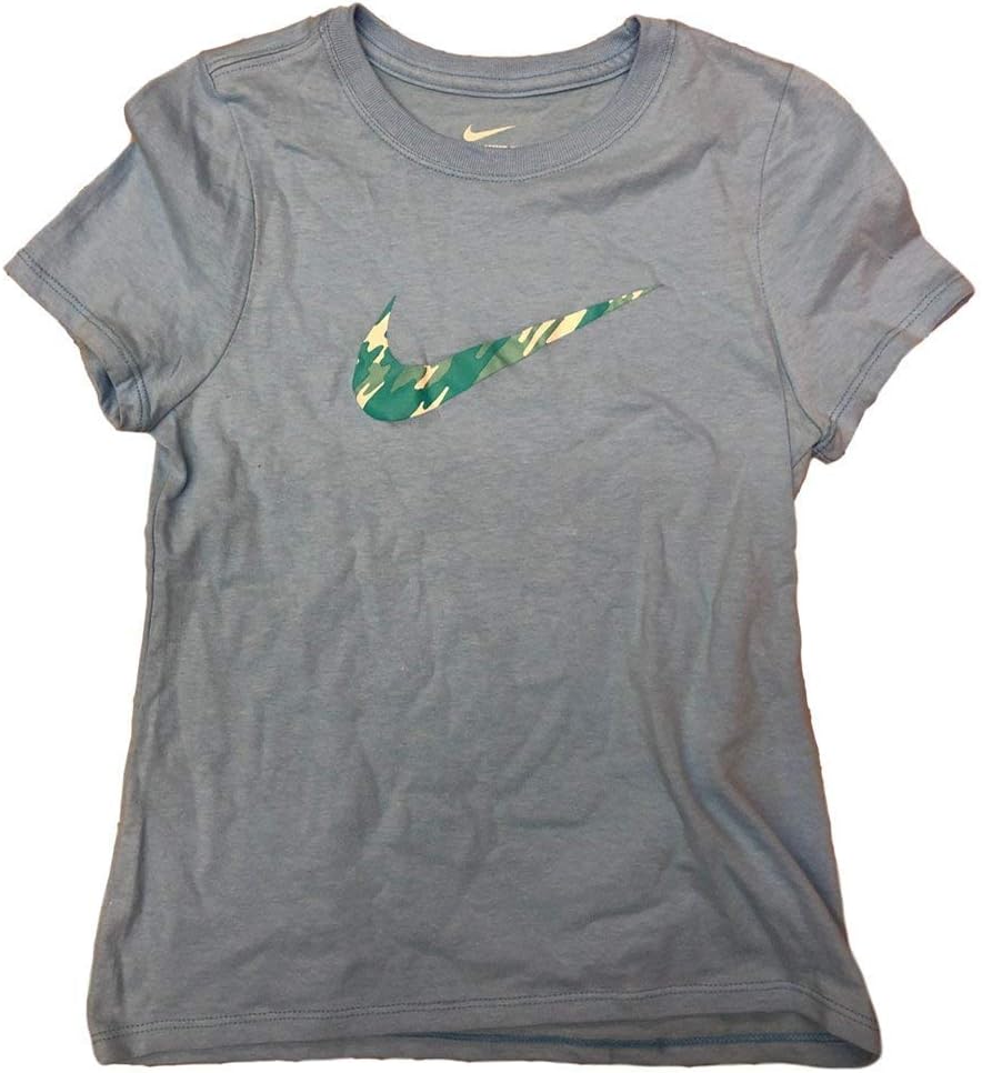 Nike Girl's Athletic Cut Cotton T-Shirt Light Blue AQ2509 414 (s)