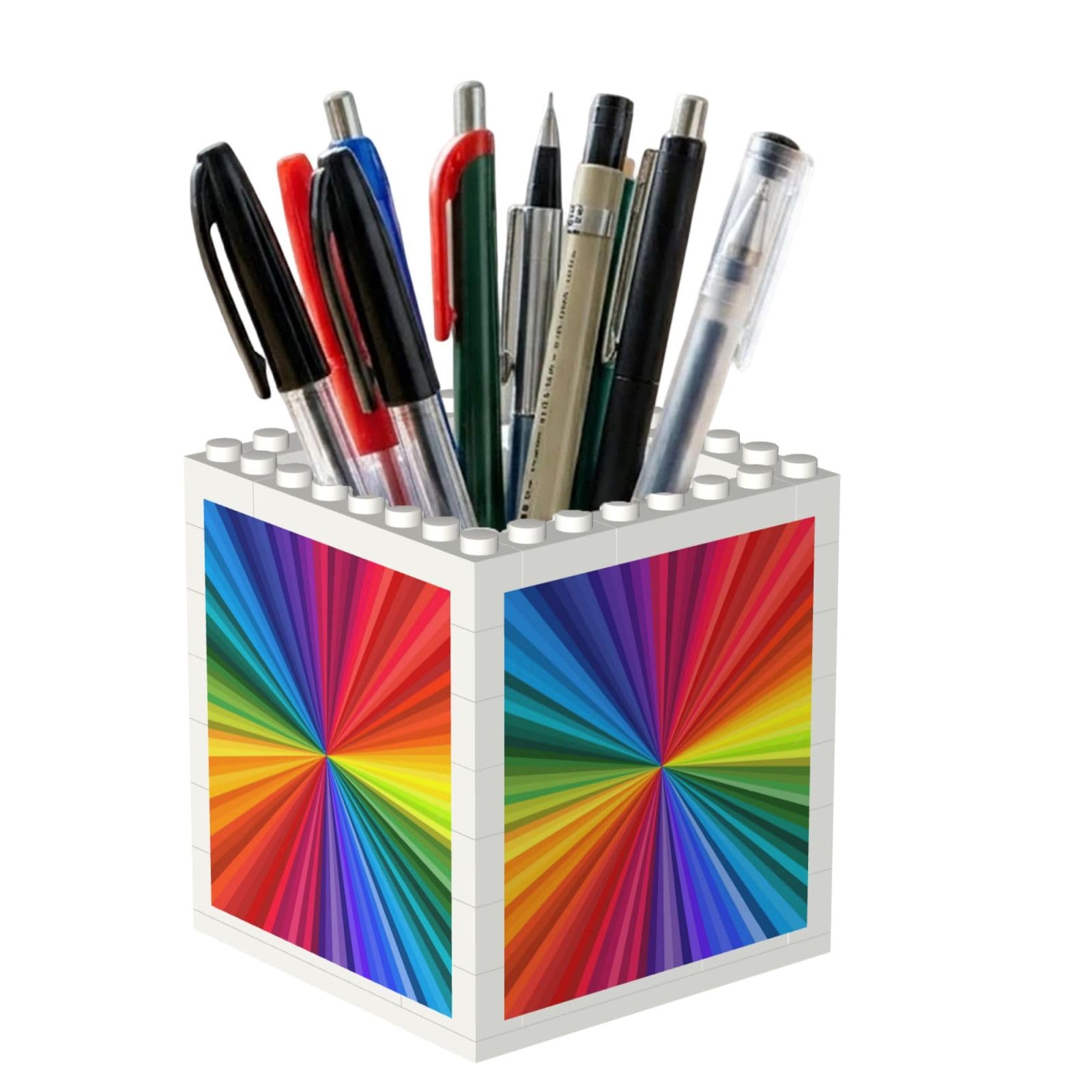 Poadnly Rainbow Colored Swirls, Pen Pot Pencil Holder for Office Home School, Compact Desk Organiser for Office Stationery